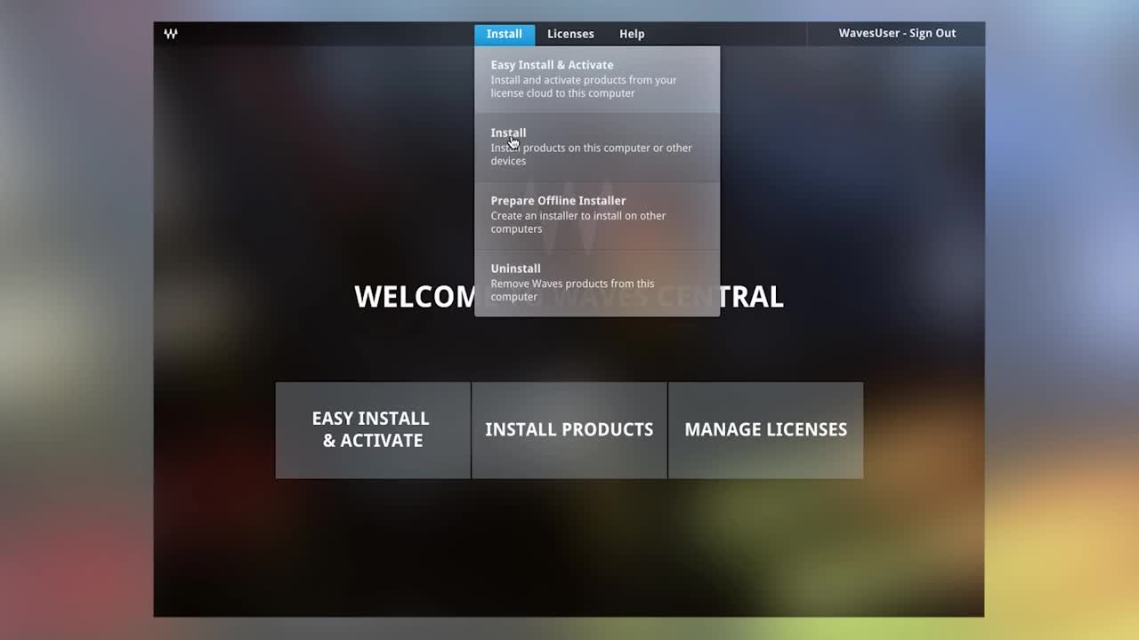Waves Central Tutorial- The Install Products Page
