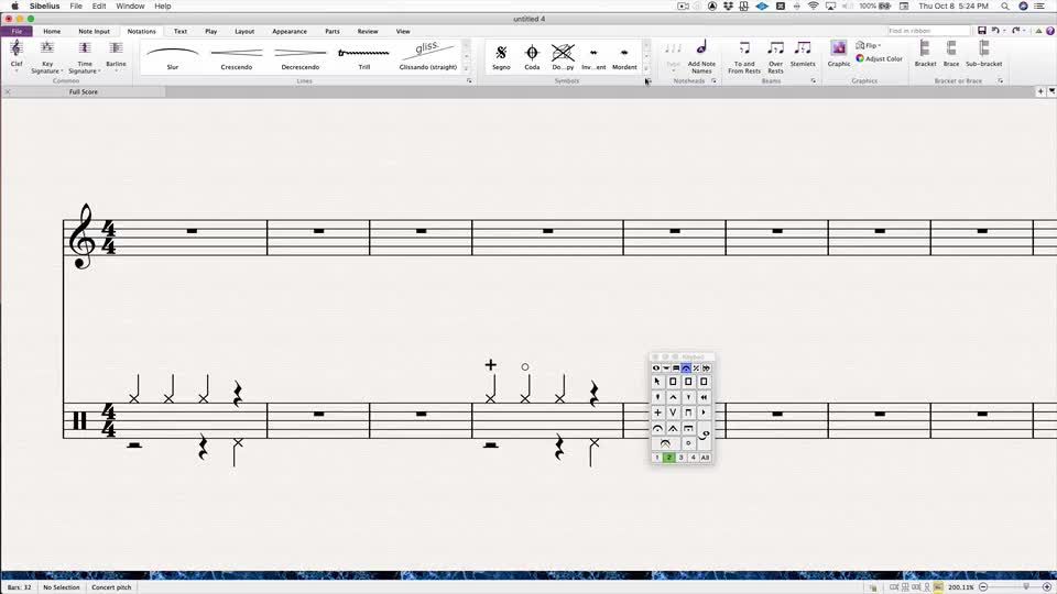 Drum Set Notation in Sibelius: Part 2